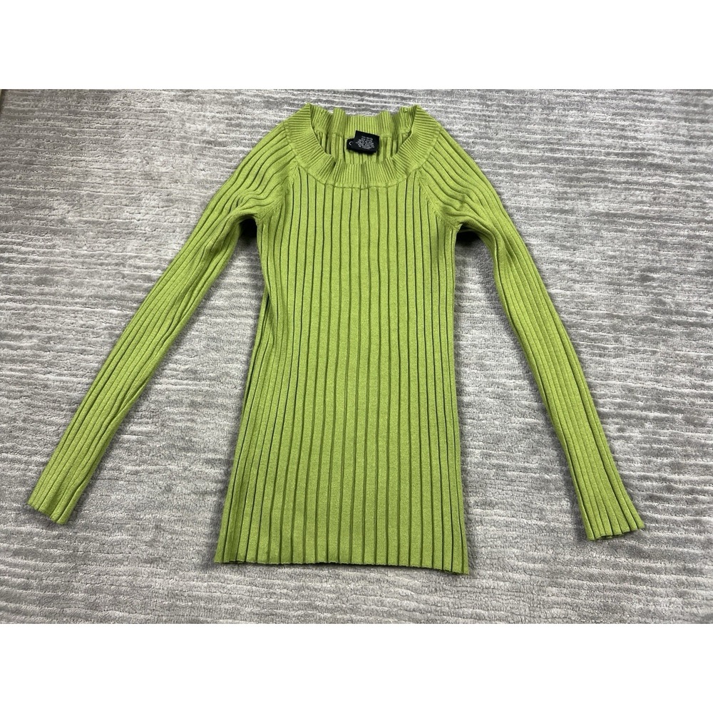 George Sweater Womens Small‎ Green Ribbed Long Sleeve Rayon Blend